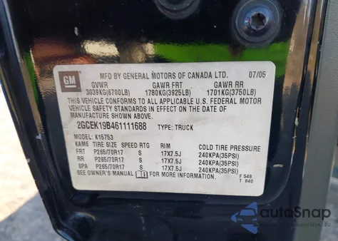 2006 Chevrolet Silverado 1500 Lt2 from USA, damaged, VIN 2GCEK19B461111688